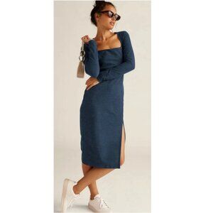 Beyond Yoga Space-dye Impress Midi Dress Nocturnal Navy sz XL Long Sleeve Travel